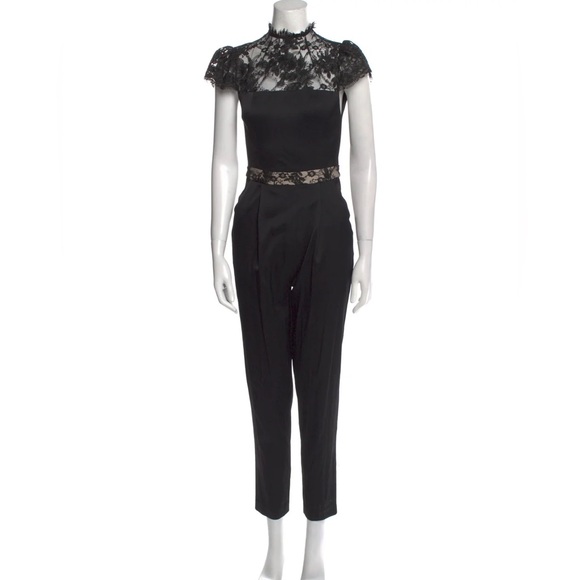 Alice + Olivia black lace jumpsuit size 0 - Picture 1 of 11